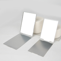 Miroir de maquillage pliable en alliage d'aluminium ultra fin, miroir compact portable sur pied, plusieurs tailles, miroir cosmétique de voyage de poche