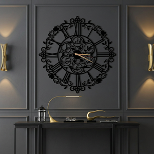 Horloge murale moderne en métal, design géométrique abstrait rond, horloge analogique silencieuse à quartz pour la décoration du salon - Product Image 2
