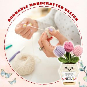 Handmade Emotional Positive <b>Support</b> Mom Crochet - Knitted Positive Tulip <b>Flowers</b> Crochet Doll Gifts for Mom From Daughter Son - Product Image 3