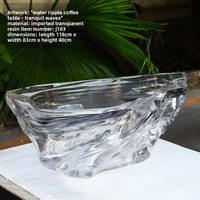 Table basse/de salon contemporaine en résine époxy transparente, design antique, écologique, durable, avec bord cascade, pour la maison et l'hôtel