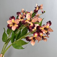 Fleur d'iris artificielle à 3 têtes, toucher réel, en silicone et coton, tige réaliste, pour bouquet de mariage et arrangement floral en vase