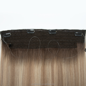 Premium Remy Human Hair <b>Halo</b> <b>Extensions</b> Seamless Blend Easy Apply No Damage Hair <b>Extension</b> Supplier - Product Image 5