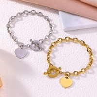 Bracelet en acier inoxydable plaqué or en forme de cœur, tendance TikTok, étanche, de la marque Fanhua Jewelry