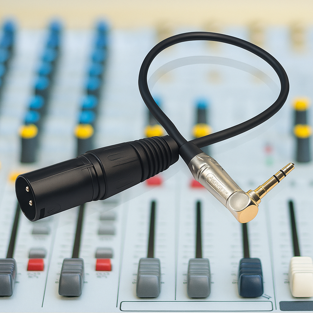 30cm XLR 3-Pin Male to 90 Degree Elbow 3.5mm Stereo Plug Audio Cord Adapter Microphone Mic Cable TRS Cable Jack 3.5 Male to Male