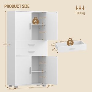 Buffet de rangement, armoires de <span class=keywords><strong>cuisine</strong></span> modernes avec 4 portes et 2 <span class=keywords><strong>tiroirs</strong></span>, armoire de <span class=keywords><strong>cuisine</strong></span> pour salon, salle de bain, couloir - Product Image 2