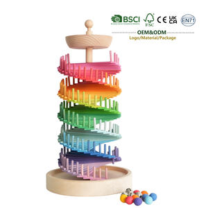 Juguetes Montessori JET, Juego de Bolas Giratorias de Carreras de Gran Tamaño para Teñir y Colorear, Reconocimiento de Colores, Bloques de Madera, Juguetes Educativos - Product Image 1