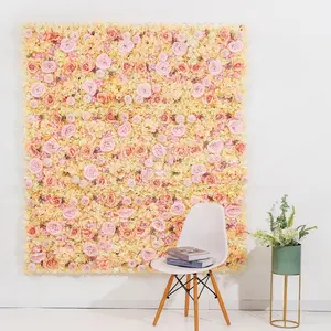 Home Decorative Artificial Cloth Rose Wall Decoration Flower Hanging Vertical Panel Plant Backdrop Flower Row For Wedding