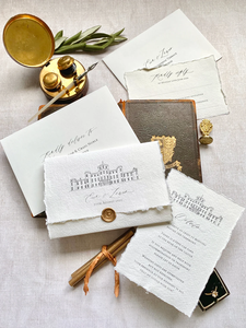 Château lieu <span class=keywords><strong>croquis</strong></span> invitations <span class=keywords><strong>de</strong></span> mariage Illustration invite à la main Deckle bord coton papier typographie cartes <span class=keywords><strong>de</strong></span> mariage - Product Image 4