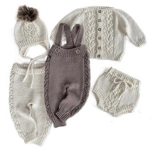Automne hiver nouveau-né infantile enfants unisexe bébé vêtements 100% coton pull Cardigan tricoté body chapeau chaussons décontracté 3 pièces - Product Image 1
