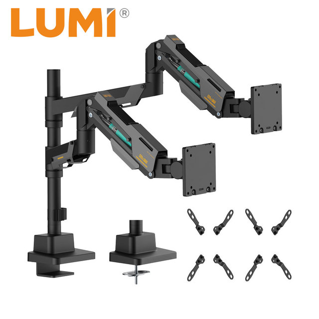 LDT101-C024P 24"-57" 27kg Armada Heavy Duty Pole Mounted Dual Gas Spring Gaming Monitor Arms Ultrawide Game Monitor Stand Mount
