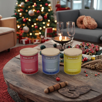 Meilleures ventes de décorations de Noël de luxe Bougie parfumée avec logo personnalisé Bougies en verre avec mèche en coton