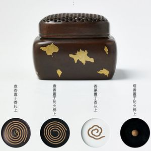 Quemador de incienso de cobre puro hecho a mano, bronce dorado, pequeño y cuadrado con orificios para ceremonia del té en interiores, uso budista, origen Dehua - Product Image 3