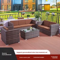 Ensemble trois pièces de canapé et chaise d'extérieur en rotin tressé, style minimaliste moderne, pour balcon et jardin