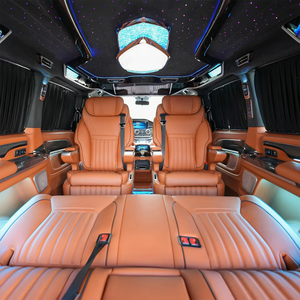 Accessori Interni per Van Executive Vito in Lega di Alluminio Portatile, Sedile Aero di Lusso in Pelle Caramello Impermeabile con LED Cielo Stellato Blu - Product Image 4