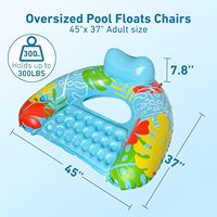 Chaise flottante gonflable pour piscine, transat aquatique pour adulte avec porte-gobelet, imprimé feuilles tropicales, pour piscine et fête sur la plage