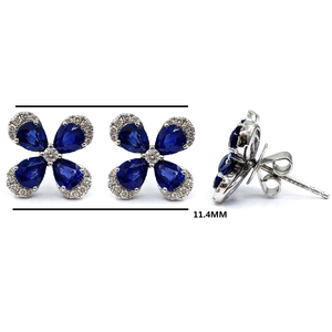Boucles d'oreilles pour femmes en or blanc 18 carats Stud VS SI Natural Diamond Sapphire Superbe Design tendre pour la fête d'anniversaire de mariage - Product Image 2