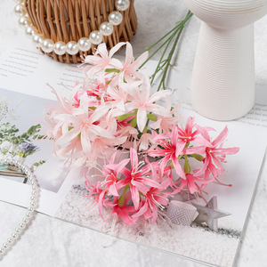 Flor Artificial de Lirio Araña de 3 Bulbos, Estilo Chino, Decoración Suave para Patio, Atrezzo de Fotografía de Estilo Antiguo, para Bodas y Festividades - Product Image 4