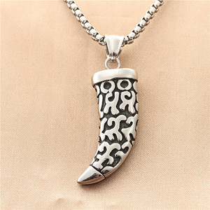 yunnique Stainless Steel Tiger Fang Pendant Men's Retro Geometric Necklace Animal Shape Fashion Jewelry 190202 - Product Image 2