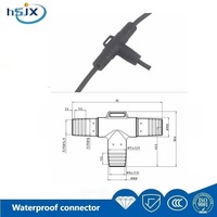 Connecteur de câble d'alimentation LED HE SHENG JIA XING avec contact en cuivre et boîtier en nylon, mâle-femelle, type T, étanche IP67 pour extérieur