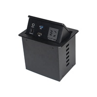 Prise de bureau escamotable avec alimentation CA, ports USB, réseau RJ45 et audio, 110-240V, multiprise multimédia escamotable