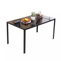 Ensemble Table à Manger 4/6 Places, Piétement et Chaises en PU Rembourré, Plateau en Fibre de Verre Carré, Métal, Échantillon Gratuit, Classique Moderne