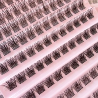Emballage individuel de cils en gros, cils en éventail DIY avec volume moelleux et léger, épaisseur 0,07 mm, faux cils en grappe