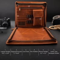 Durable Full Grain Executive Zippered Holder Organizador de cuero Pocket Agenda/Portafolio A4 Carpeta de archivos para documentos de cuero