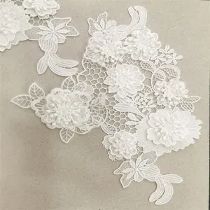 Nuevos accesorios de encaje con incrustaciones de flores 3D, decoración de encaje de boda con incrustaciones de parche bordado, decoración de encaje de vestido de mujer