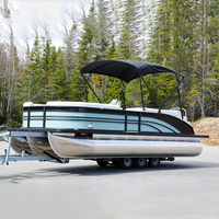Bateau ponton de luxe hors-bord 19ft 27ft 300HP pour croisière sportive - 8-15 personnes, aluminium, fibre de verre, plancher en herbe marine, CE ISO, taille personnalisée