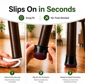 Protections de pieds de meubles en silicone pour chaises de bureau et tables, avec revêtement en feutre - Product Image 4