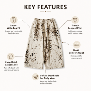 Pantalon en <span class=keywords><strong>jean</strong></span> décontracté pour garçons, imprimé léopard coréen, coupe ample, jambe large, taille élastique, style streetwear tendance, collection Printemps-Automne 2026 - Product Image 3