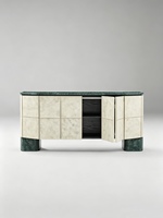 Aparador Geométrico Moderno de Mármol, Mueble Buffet de Piedra Natural de Lujo, Credenza Curva Personalizada para Comedor y Sala de Estar