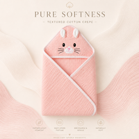 Serviette à capuche pour bébé en coton crêpe texturé doux de qualité supérieure, motif animal 3D, ultra absorbante, cape de bain pour nourrisson, OEM ODM