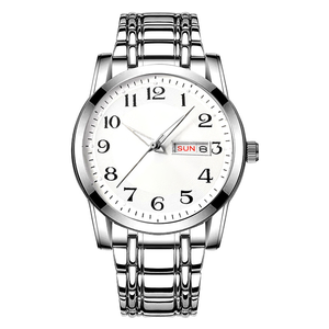Reloj de hombre con calendario doble, manecillas luminosas, números grandes, cuarzo resistente al agua, estilo empresarial minimalista. - Product Image 6