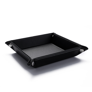 <span class=keywords><strong>Plateau</strong></span> de rangement noir en cuir PU personnalisable à faible MOQ pour café, montres, clés et pièces de monnaie, idéal pour le bureau - Product Image 5