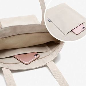DLBZ Wholesale Stylish Eco Friendly Multi Pockets Custom Canvas <b>Tote</b> <b>Shopping</b> <b>Bag</b> with Zipper Rope Handle Recycle - Product Image 3