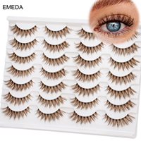EMEDA Faux cils en bande effet duveteux, effet 3D vison, style œil de chat, véganes, 10 paires, vente en gros, marque privée, fournisseur