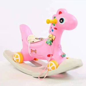 Pink Plastic Rocking Horse For 2 To 4 Years Kids Ride On Toy With Music And Gliding Function Infant Toy Chair - Product Image 4