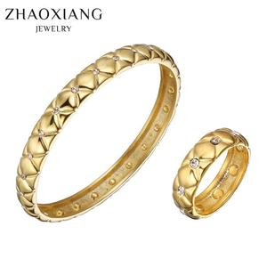 Ensemble de bijoux de haute qualité en acier inoxydable, serti de cristaux et plaqué or, pour femmes, Joyeria De Acero Inoxidable - Product Image 1