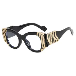 2024 baru fashion dekorasi logam bingkai kacamata mewah kacamata wanita kustomisasi logo sendiri kualitas tinggi lunette