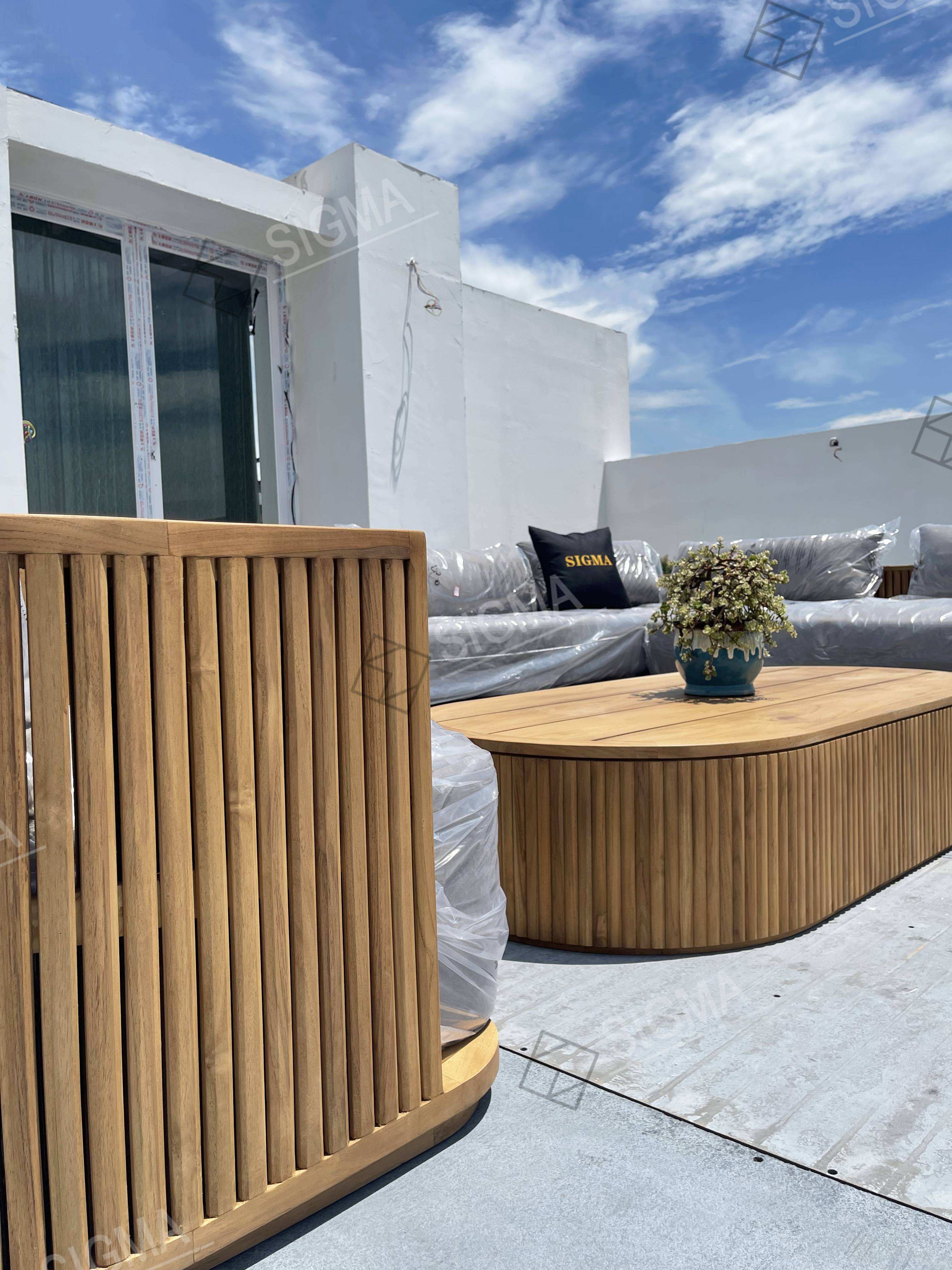 Outdoor Furniture Set Garden Sofa Set Furniture Sectional Sofa Teak Wood Patio Furniture Tables Garden Wooden Sofa