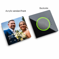 Aimant de réfrigérateur Bluetooth 128 Mo (personnalisable) avec lecteur audio musical et photo personnalisée, fond cercle vert