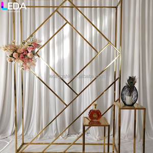LEDA Wedding <b>Decor</b> Factory Direct Modern Style Hot Sale Metal Gold Frame <b>Arch</b> Stainless Steel Stage Square Backdrop - Product Image 1