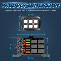 Panneau de commutation universel 6 gangs, bleu RGB, système de relais de commande électronique marche/arrêt, indice de protection IP68, 24V 60A pour les feux de voiture