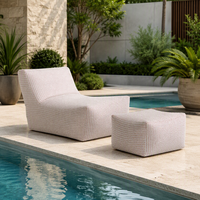 Chaise longue de compression d'extérieur, compressée sous vide, avec ottoman, pour piscine, jardin, patio, plage, hôtel, complexe hôtelier