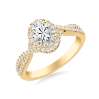Bague de fiançailles personnalisée en or rose 14 carats avec double halo de diamants de laboratoire, taille ovale, certificat IGI, VVS D, pavé, à double sangle, pour mariage