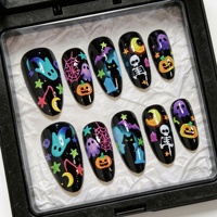Arte de Uñas para Halloween, Diseños Personalizables de Calaveras, Arañas y Fantasmas en Tono Dopamina, Estilo Oscuro y Dulce