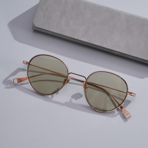Vintage Round Metal <b>Sunglasses</b> Unisex <b>Gradient</b> Lens Thin Frame UV400 Protection Retro Sun Glasses Custom Logo OEM Wholesale - Product Image 4