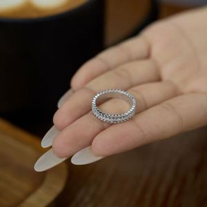 Dylam Shiny Jewelry Rhodium Plated 925 <b>Silver</b> Cluster <b>Eternity</b> Band Multiple Layer 5A Zirconia Sparkle Wedding Promise <b>Rings</b> - Product Image 5