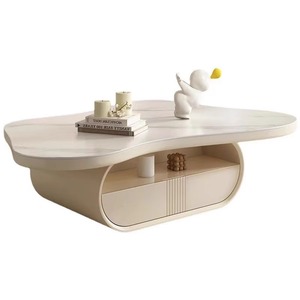 <span class=keywords><strong>Tavolino</strong></span> <span class=keywords><strong>da</strong></span> Caffè Moderno e Semplice in Stile Crema, Design Wabi-Sabi con Piano Irregolare a Nuvola per Soggiorno - Product Image 4